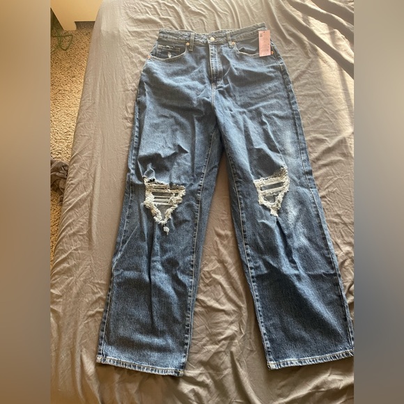 Blue wide leg high wait jeans. Size 14. - Picture 2 of 2